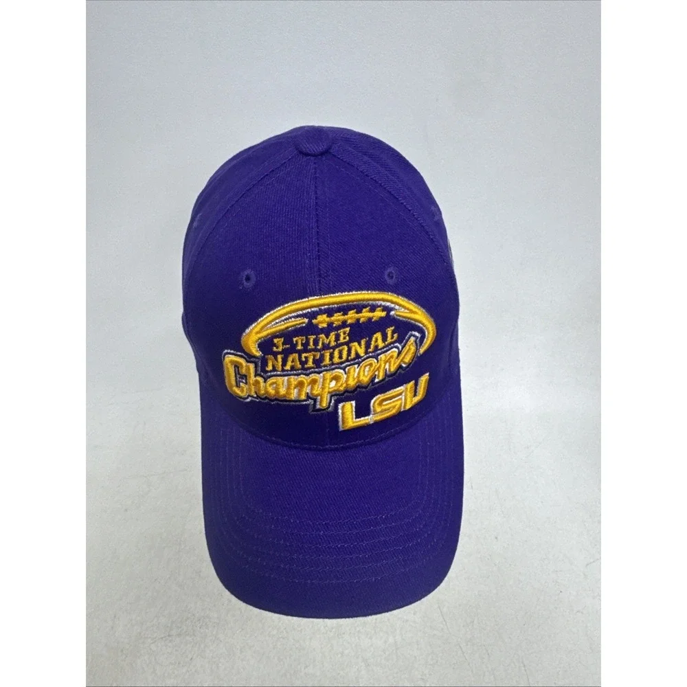 LSU TIGERS 3-Time National Championship Embroidered Strapback Hat BCS Patch